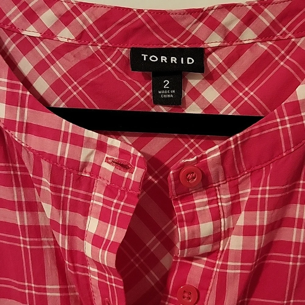 torrid Red Plaid Button-Front Tiered Dress - Picture 3 of 15